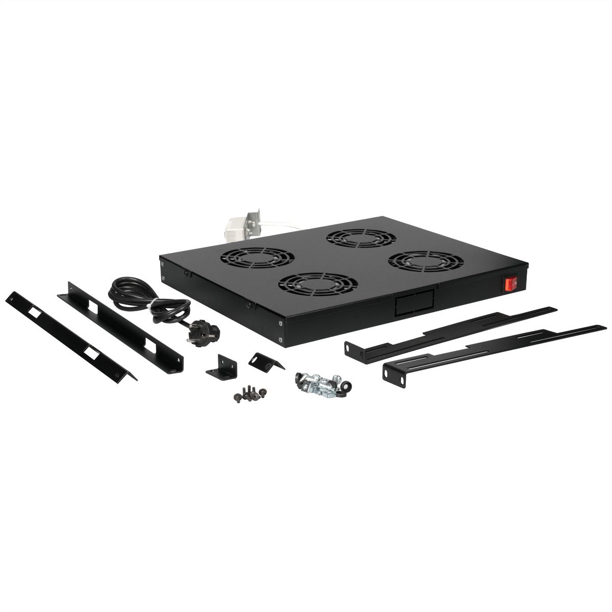 ROLINE Rack-L�fter - 4 Ventilatoren, mit Thermostat - auf Dach montierbar - Jet Black, RAL 9005 - 1U - 48.3 cm (19)