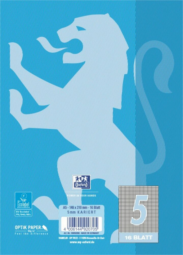 Oxford 100050368 cuaderno y block A5 Azul