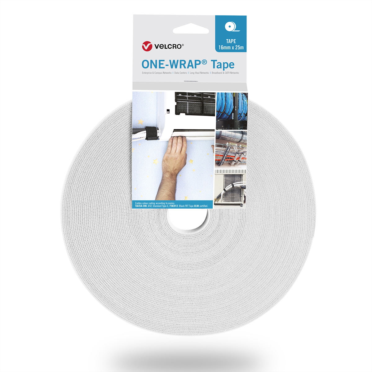 Velcro One Wrap Tape presilla Velcro cable tie Polipropileno (PP) Blanco 1 pieza(s)