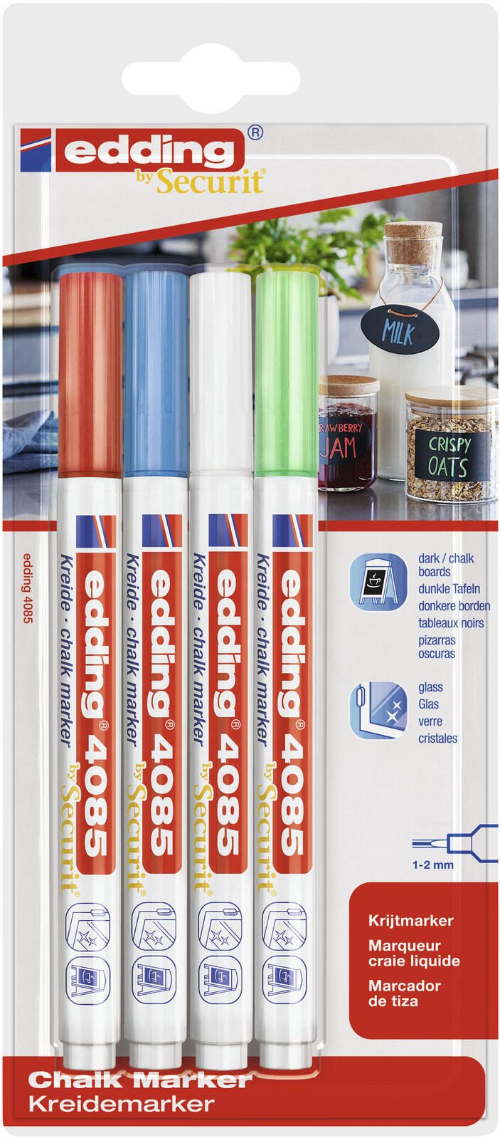 EDDING 4085/4B - Kreidemarker 1-2 mm basic 4er Pack