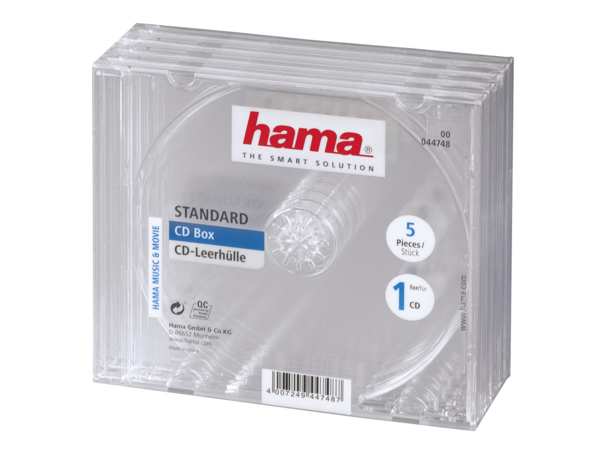 Hama CD/CD-ROM sleeves, clear, 5 pack 1 dischi Trasparente
