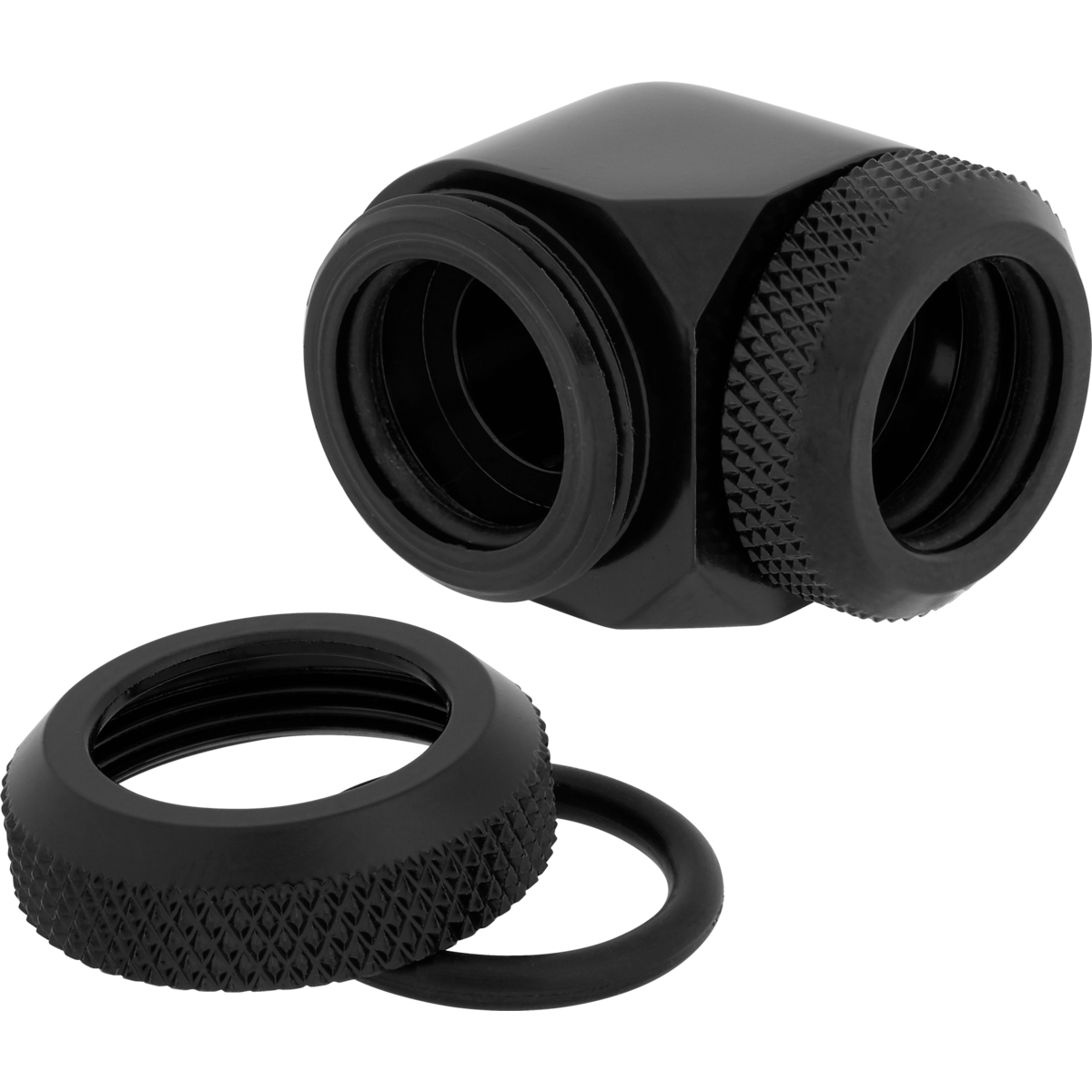 Corsair Hydro X Series XF Hardline 90� 14mm OD - Gewinkeltes Montageteil f�r Fl�ssigkeitsk�hlsystem - Schwarz (Packung mit 2)