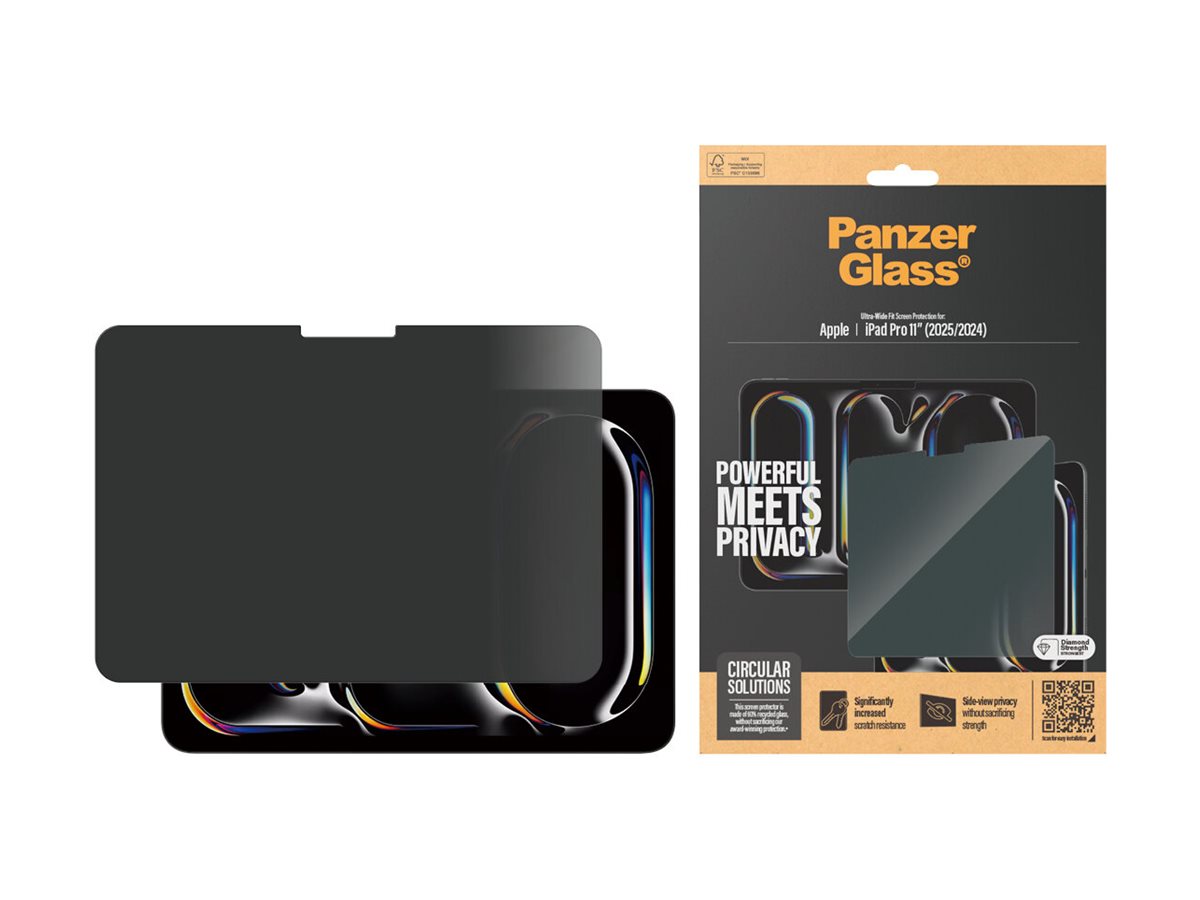 PanzerGlass Bildschirmschutz f�r Tablet - ultrabreite Passform - Glas - mit Sichtschutzfilter - 11 - Rahmenfarbe schwarz - f�r Apple 11-inch iPad Pro (M4)
