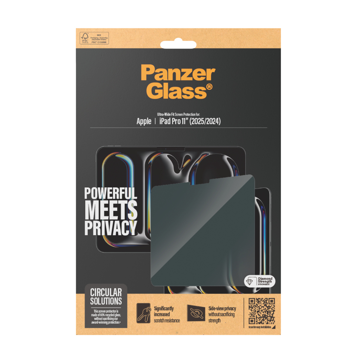 PanzerGlass Bildschirmschutz f�r Tablet - ultrabreite Passform - Glas - mit Sichtschutzfilter - 11 - Rahmenfarbe schwarz - f�r Apple 11-inch iPad Pro (M4)