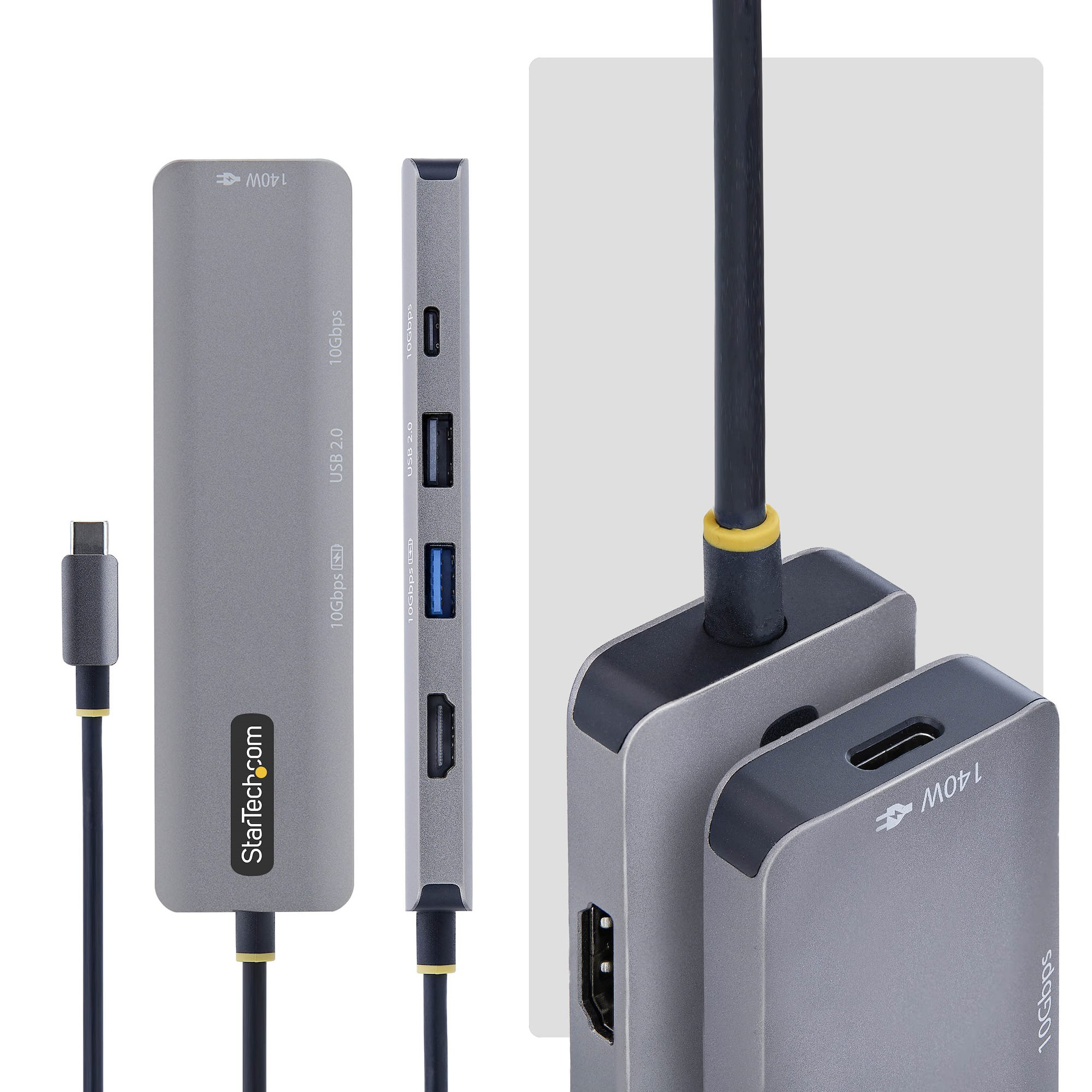 StarTech.com Adaptateur Multiport USB-C vers HDMI avec Charge PD 140W, 4K 60Hz, Hub USB 10 Gbps, Mini Dock Type-C pour MacBook / Dell / Thinkpad / HP