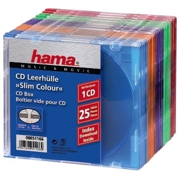 Hama Slim Jewel Case f�r Speicher-CD - Kapazit�t: 1 CD - durchsichtig blau, durchsichtig gr�n, durchsichtig orange, durchsichtig violett, durchsichtig rosa (Packung mit 25)