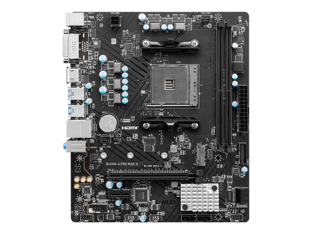 MSI B450M-A PRO MAX II - Motherboard - micro ATX - Socket AM4 - AMD B450 Chipsatz - USB 3.2 Gen 1 - 2.5 Gigabit LAN - Onboard-Grafik (CPU erforderlich)