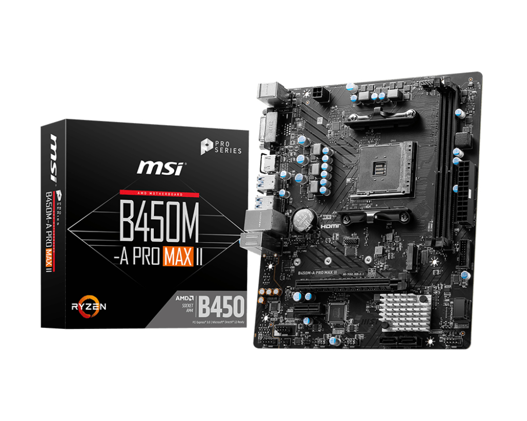 MSI B450M-A PRO MAX II - Motherboard - micro ATX - Socket AM4 - AMD B450 Chipsatz - USB 3.2 Gen 1 - 2.5 Gigabit LAN - Onboard-Grafik (CPU erforderlich)