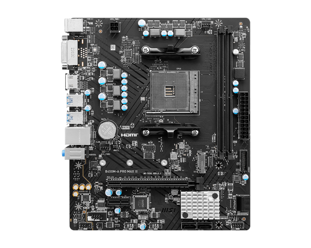 MSI B450M-A PRO MAX II - Motherboard - micro ATX - Socket AM4 - AMD B450 Chipsatz - USB 3.2 Gen 1 - 2.5 Gigabit LAN - Onboard-Grafik (CPU erforderlich)