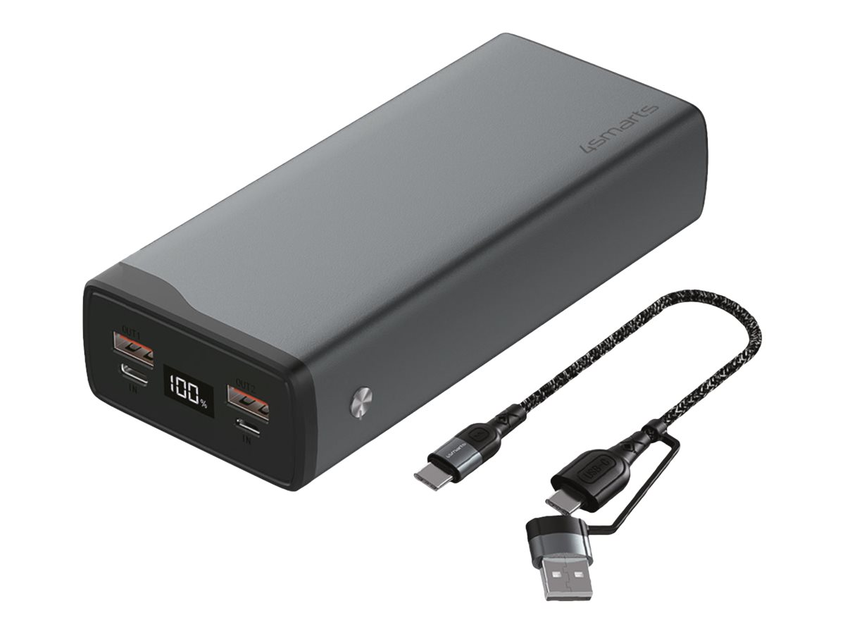 4smarts VoltHub Pro - Select Edition - Powerbank - 26800 mAh - 99.16 Wh - 22.5 Watt - 5 A - Huawei Fast Charge, PD 2.0, PD 3.0, QC 2.0, QC 3.0, AFC, SCP - 3 Ausgabeanschlussstellen (2 x USB, 24 pin USB-C)