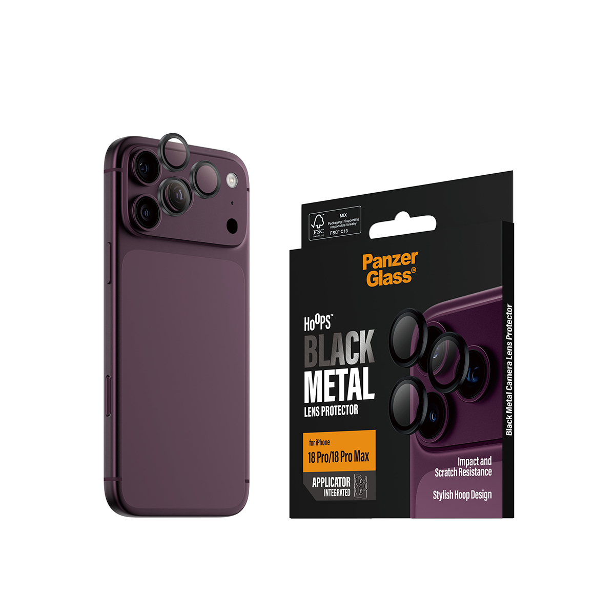 PanzerGlass � Hoops� Camera Lens Protector Black iPhone 18 Pro | 18 Pro Max Protector de pantalla 1 pieza(s)