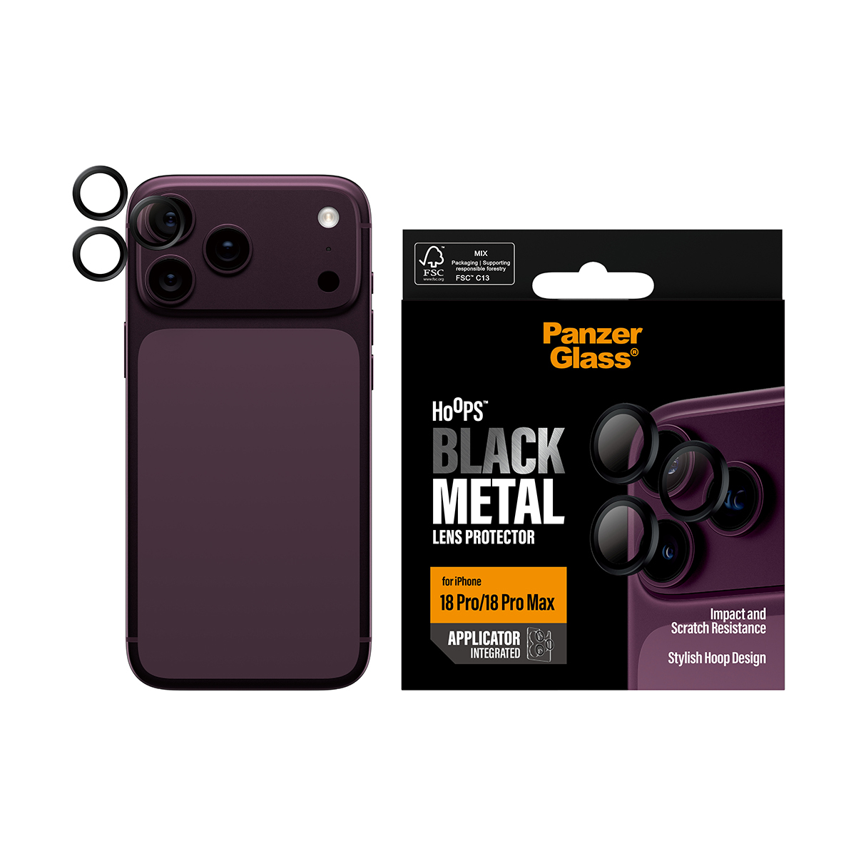 PanzerGlass � Hoops� Camera Lens Protector Black iPhone 18 Pro | 18 Pro Max Protector de pantalla 1 pieza(s)