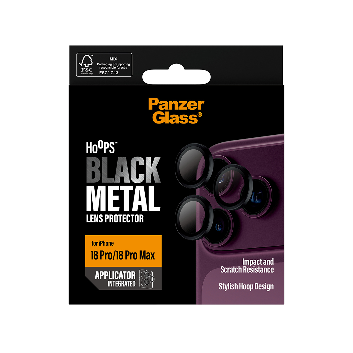PanzerGlass � Hoops� Camera Lens Protector Black iPhone 18 Pro | 18 Pro Max Protector de pantalla 1 pieza(s)