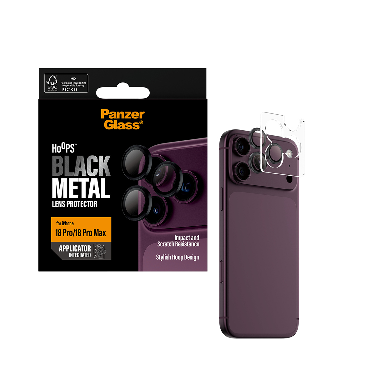 PanzerGlass � Hoops� Camera Lens Protector Black iPhone 18 Pro | 18 Pro Max Protector de pantalla 1 pieza(s)