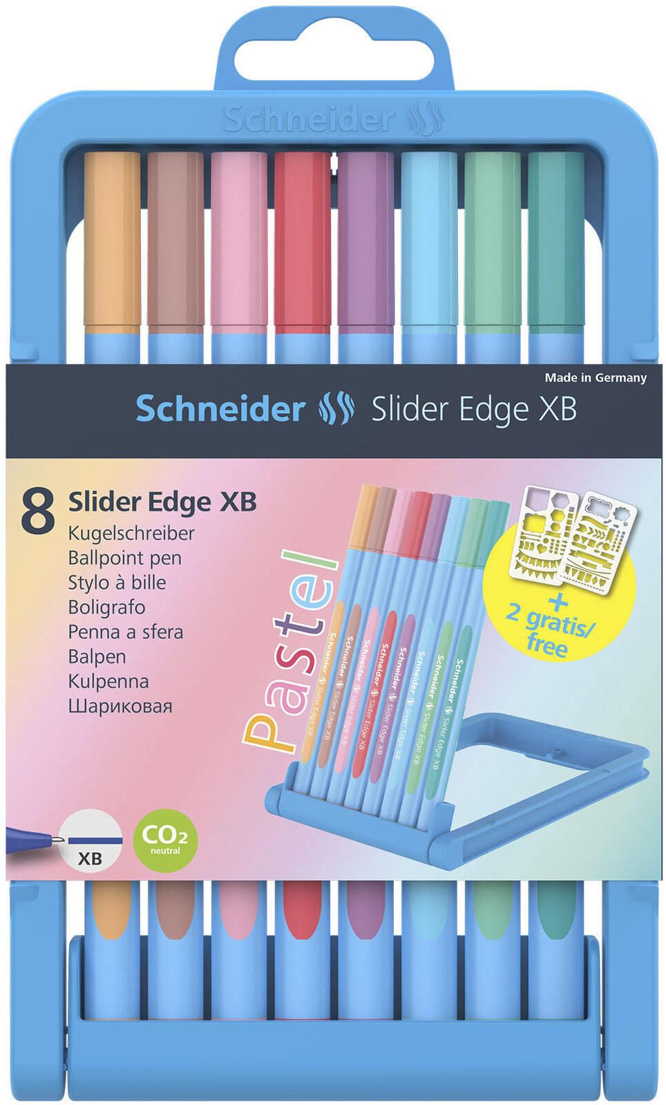 Schneider Schreibger�te 8 Kugelschreiber Slider Edge XB Pastell blau Schreibfarbe