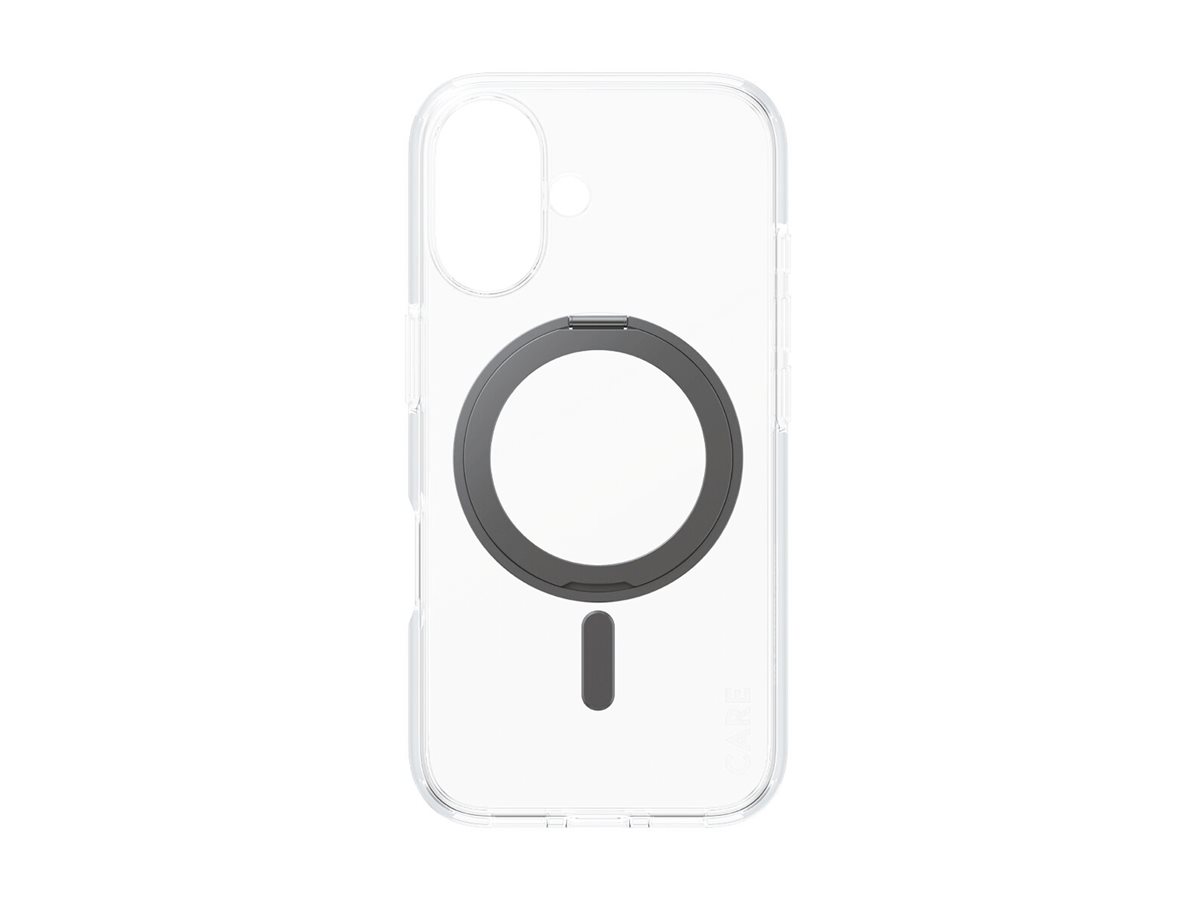 PanzerGlass CARE by � Case Transparent w. Black Kickstand & MagSafe iPhone 16 coque de protection pour t�l�phones portables Housse Noir