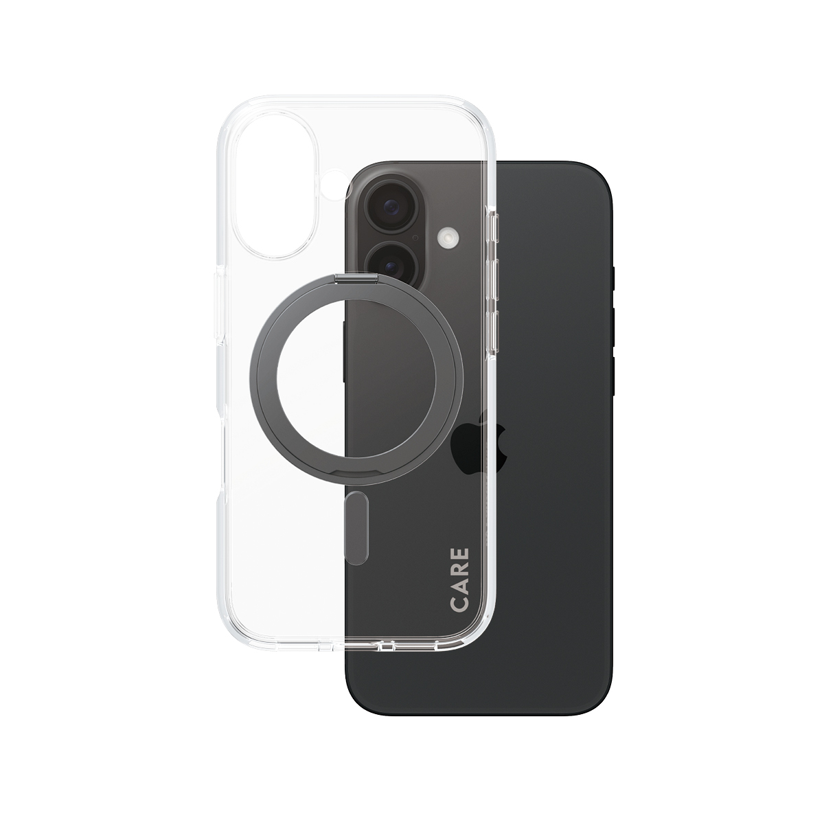 PanzerGlass CARE by � Case Transparent w. Black Kickstand & MagSafe iPhone 16 coque de protection pour t�l�phones portables Housse Noir