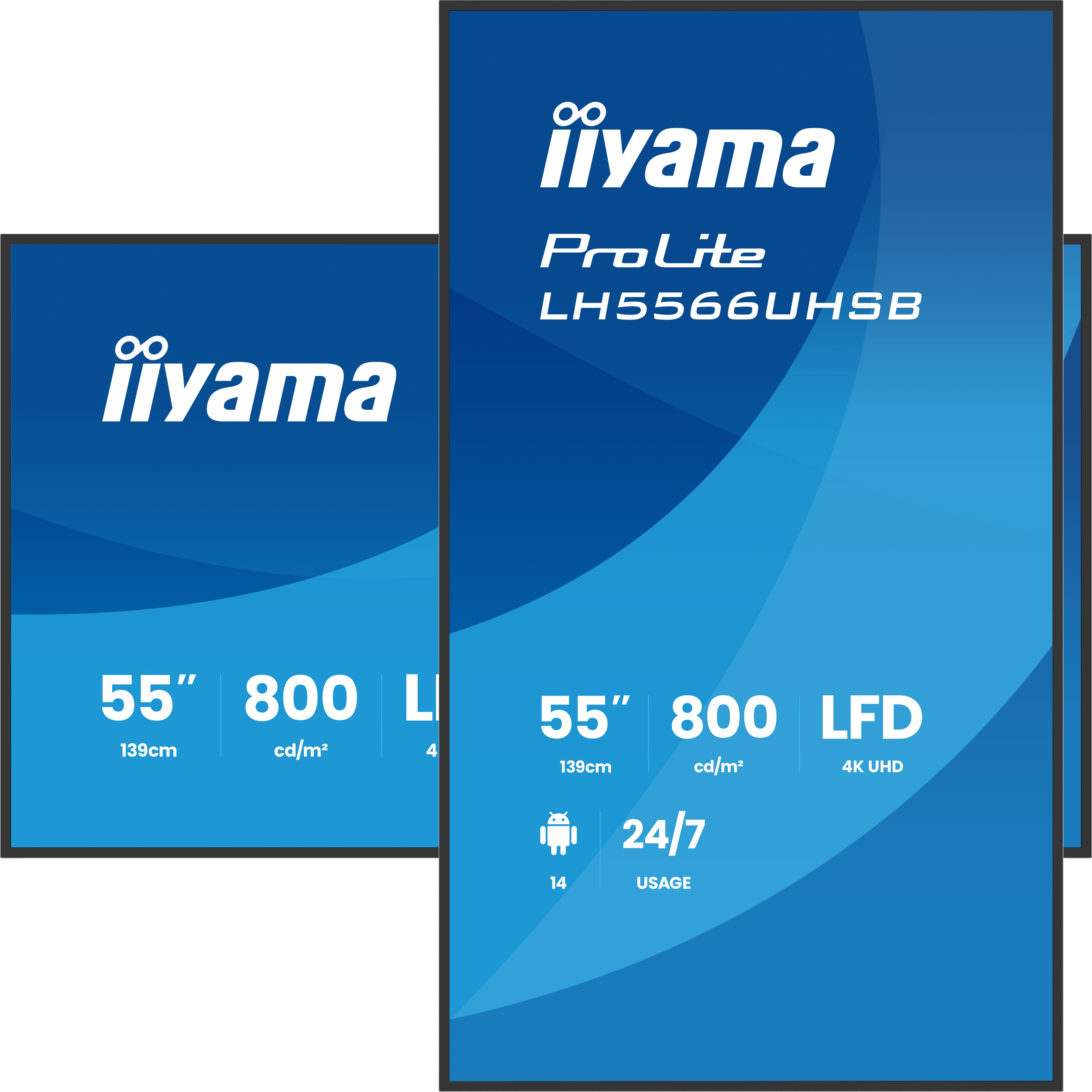 iiyama LH5566UHSB-B1AG �cran daffichage dynamique �cran plat de signalisation num�rique 139,7 cm (55) LCD Wifi 800 cd/m� 4K Ultra HD Noir Int�gr� dans le processeur Android 24/7