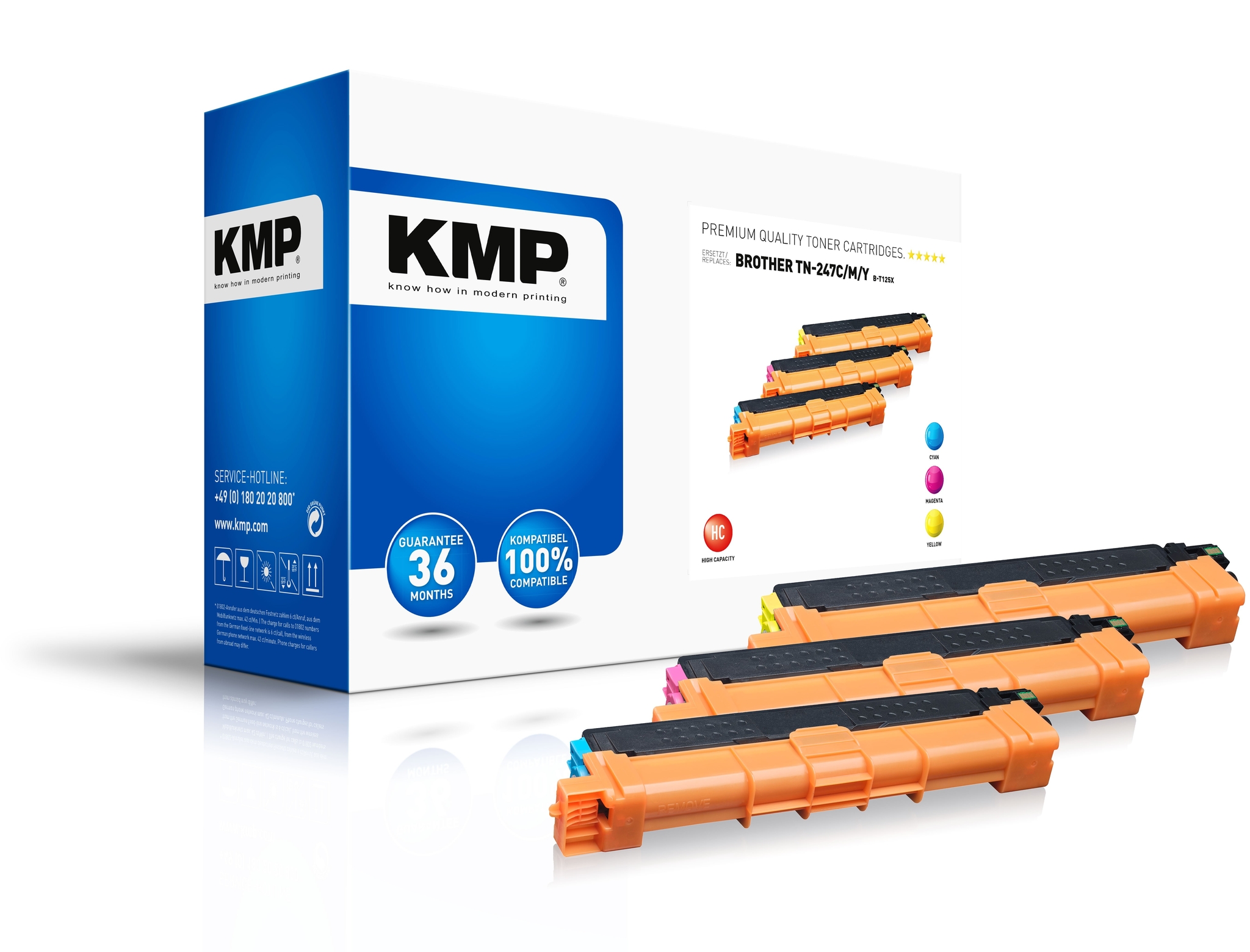 KMP B-T125X Cartouche de toner 3 pice(s) Compatible Cyan, Magenta, Jaune