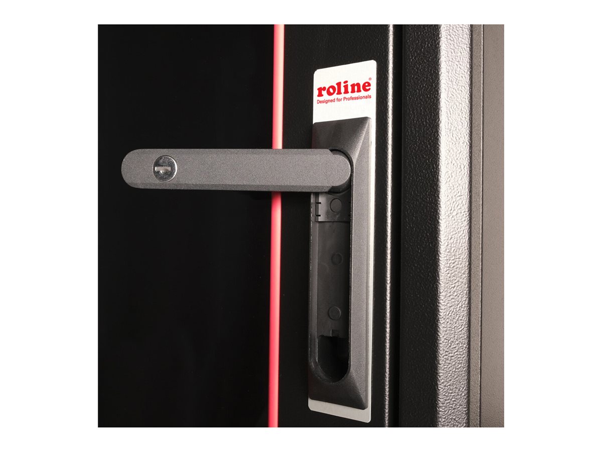 ROLINE Basic - Schrank Netzwerkschrank - glass door, 600x600 WxD - RAL 9005, Jet Black - 32U - 48.3 cm (19)