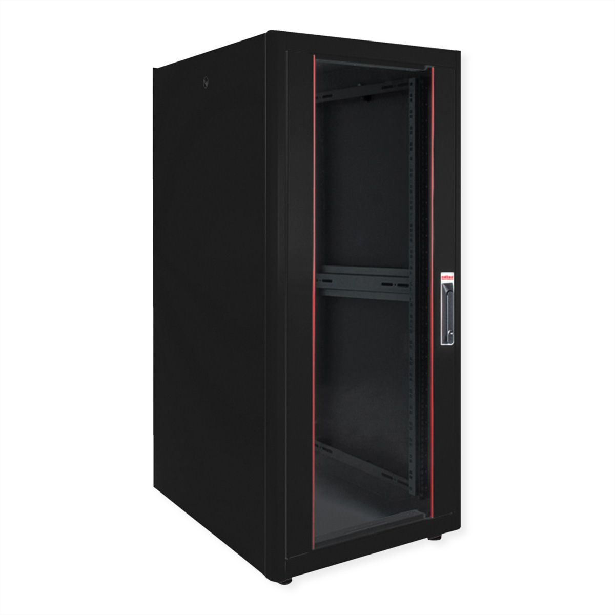 ROLINE Basic - Schrank Netzwerkschrank - glass door, 600x600 WxD - RAL 9005, Jet Black - 32U - 48.3 cm (19)