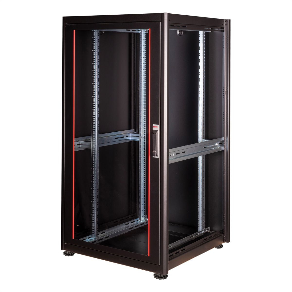 ROLINE Basic - Schrank Netzwerkschrank - glass door, 600x600 WxD - RAL 9005, Jet Black - 32U - 48.3 cm (19)