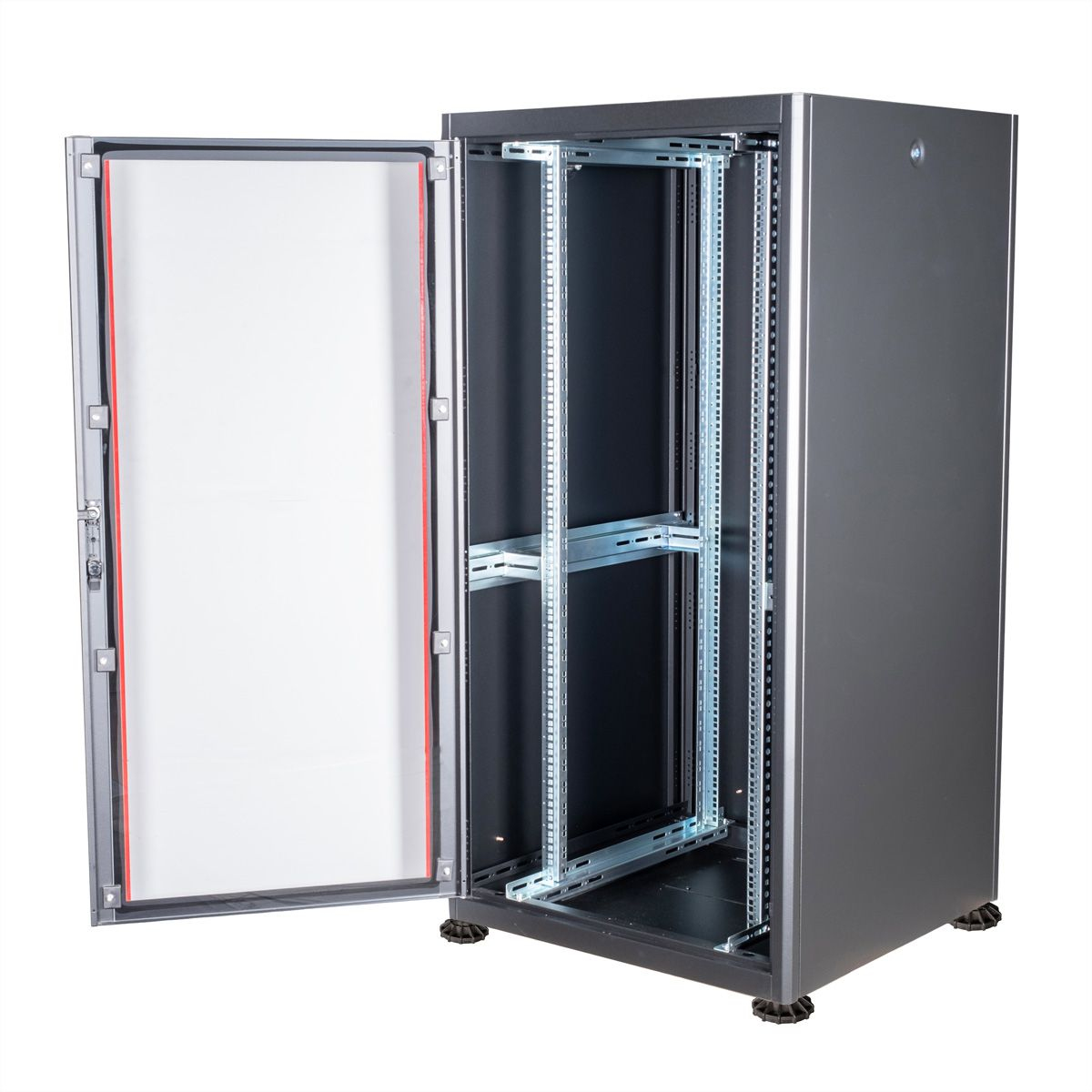 ROLINE Basic - Schrank Netzwerkschrank - glass door, 600x600 WxD - RAL 9005, Jet Black - 32U - 48.3 cm (19)