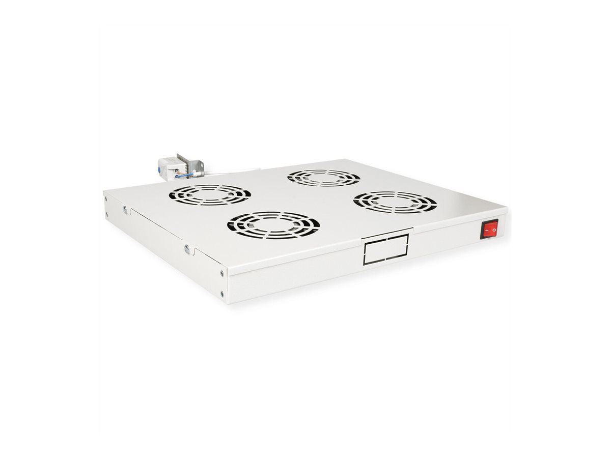 ROLINE Rack-L�fter - 4 Ventilatoren, mit Thermostat - auf Dach montierbar - RAL 7035, Hellgrau - 1U - 48.3 cm (19)