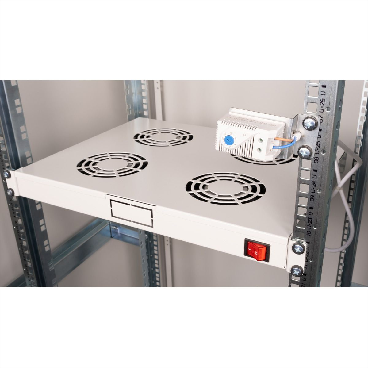 ROLINE Rack-L�fter - 4 Ventilatoren, mit Thermostat - auf Dach montierbar - RAL 7035, Hellgrau - 1U - 48.3 cm (19)