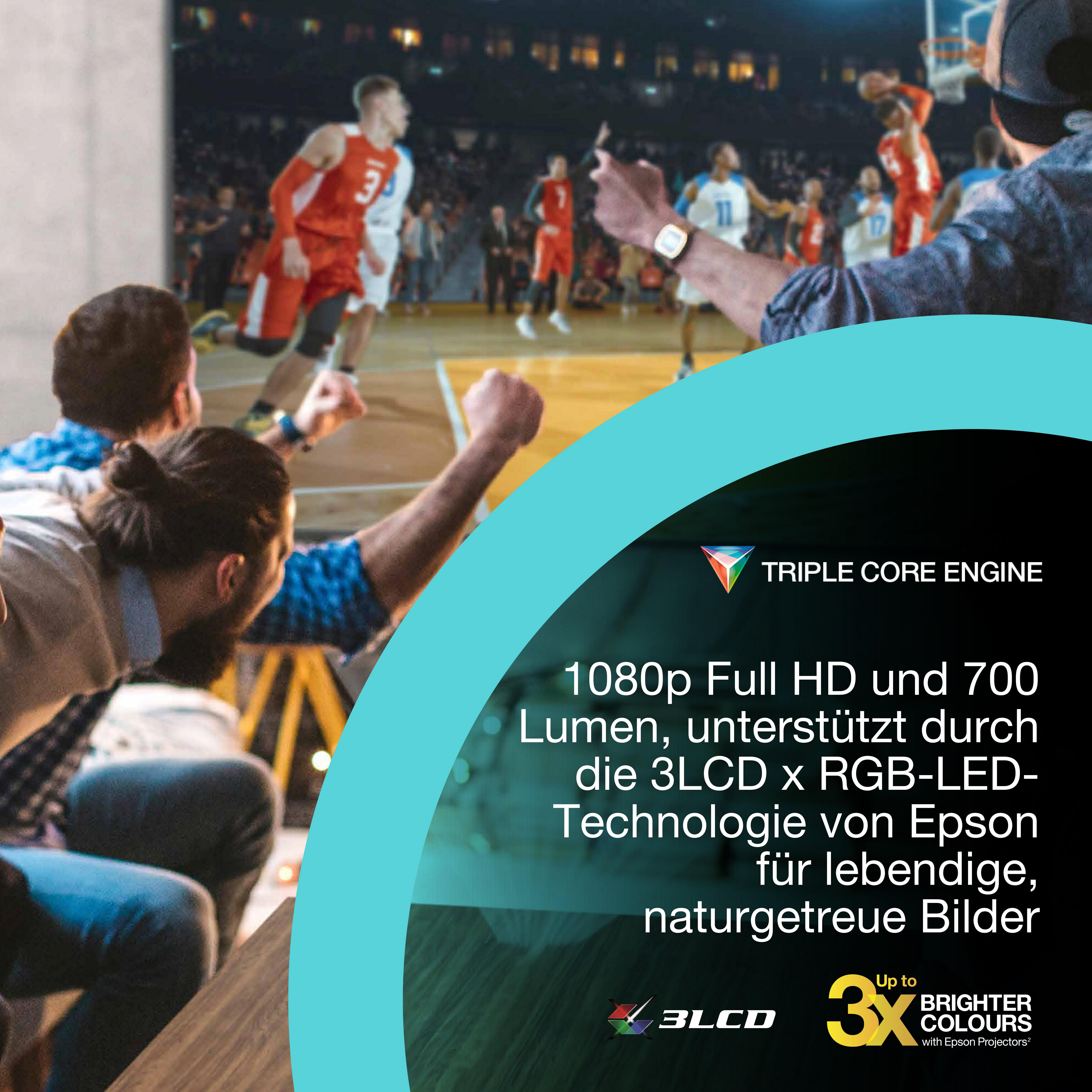 Epson V11HB72040 videoproiettore Proiettore a raggio standard 700 ANSI lumen 3LCD 1080p (1920x1080) Nero, Bianco