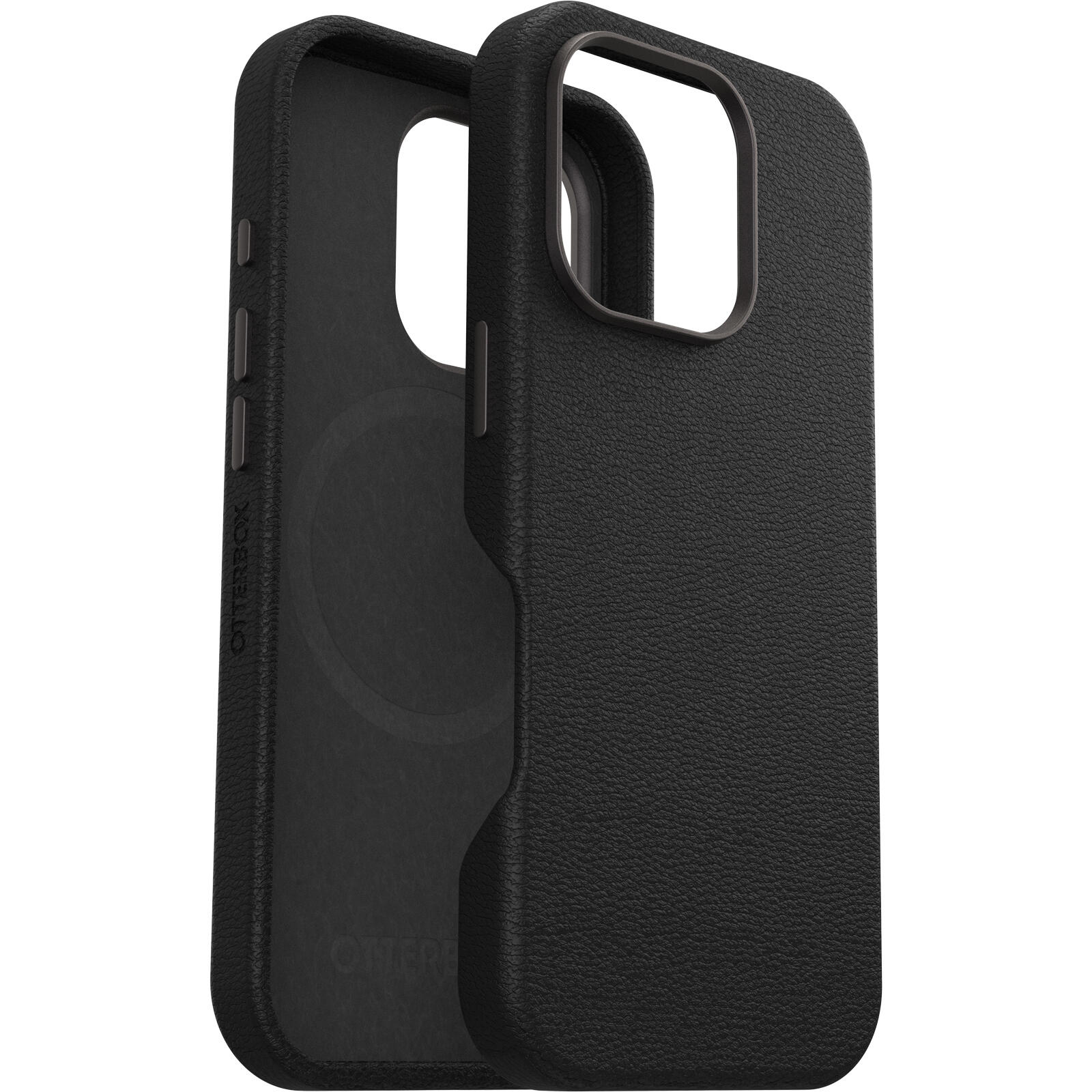 OtterBox Symmetry Plus - Hintere Abdeckung fr Mobiltelefon - kompatibel mit MagSafe - Kaktusleder, Polyurethan - noir ash (black)