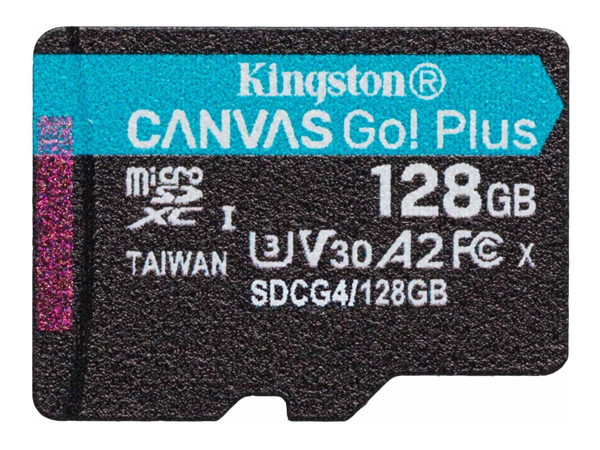 Kingston Technology 128GB microSDXC Canvas Go Plus Gen4 200R A2 U3 Single Pack w/o ADP