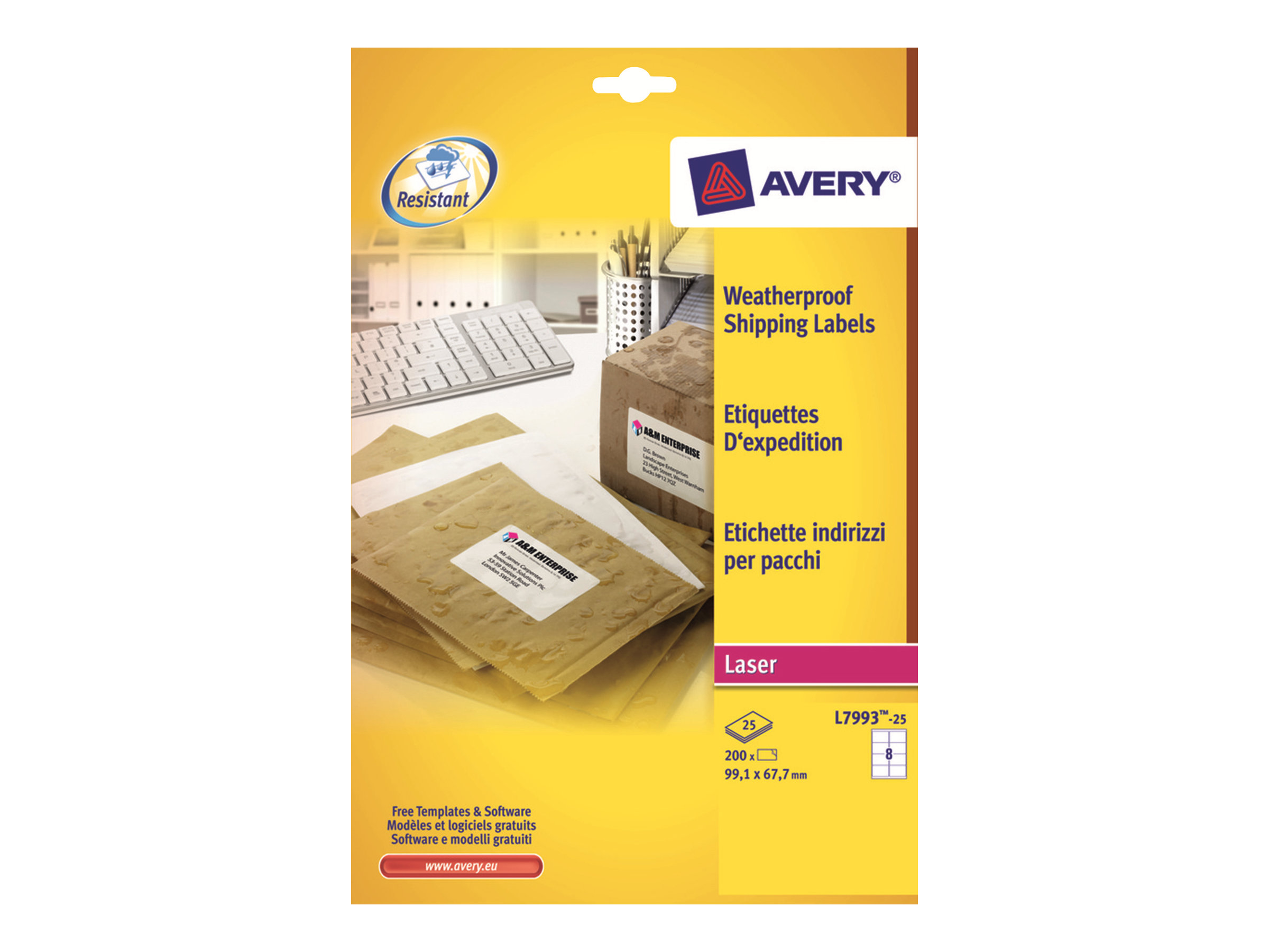 Avery Weatherproof Shipping Labels etiqueta autoadhesiva Blanco 200 pieza(s)