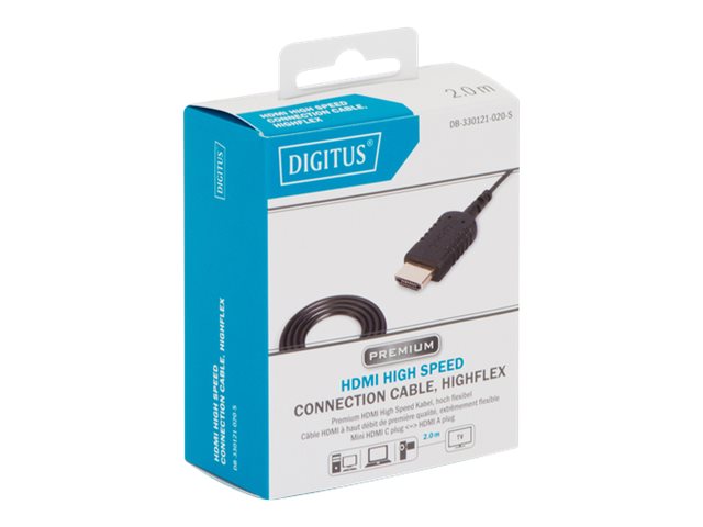 DIGITUS HDMI High Speed Anschlusskabel, HDMI auf Mini HDMI, HighFlex