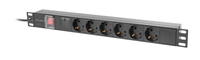 Lanberg PDU 19 LANBERG 1U 16A 2M 6X SCHUKO OUTLETS BLACK - 2 m