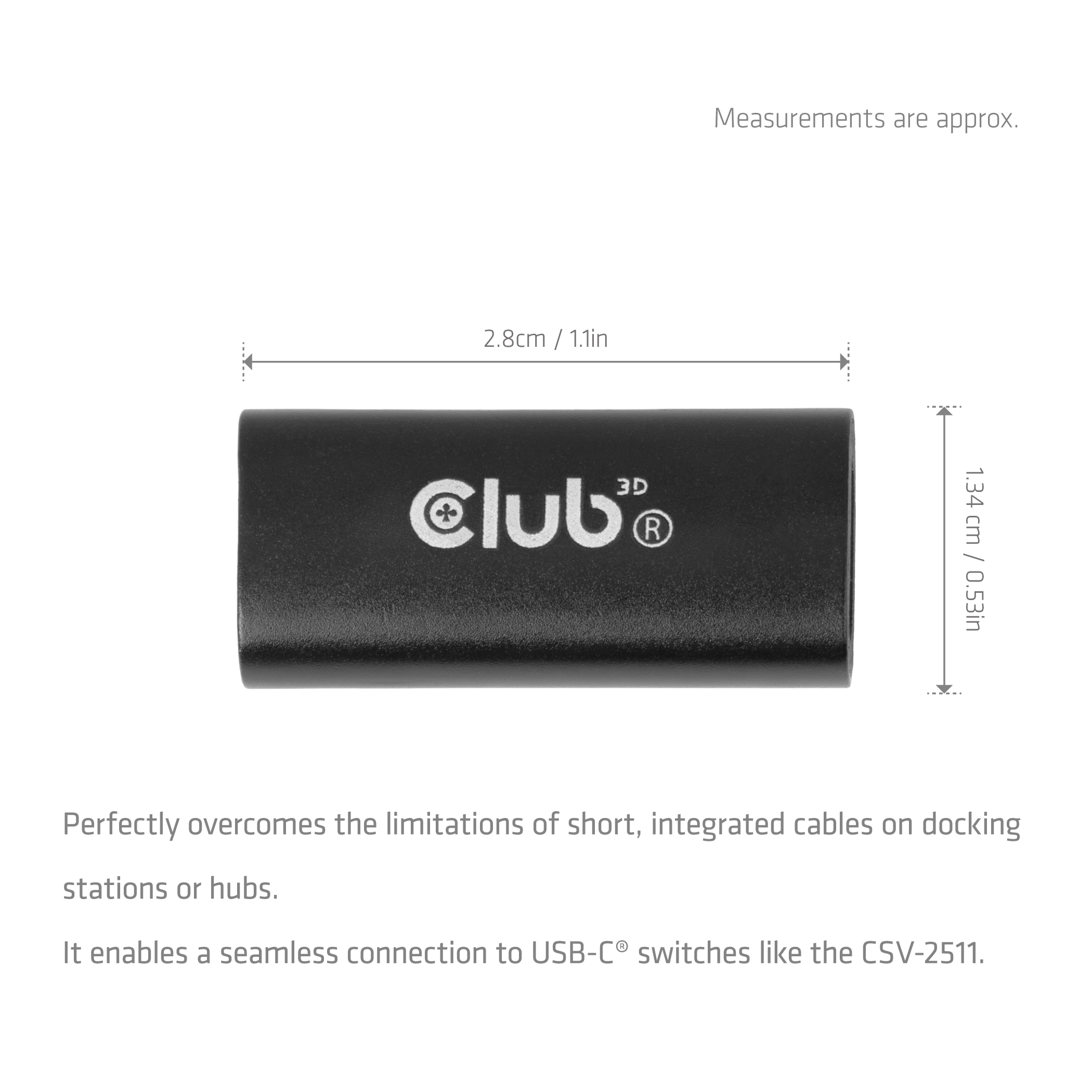 CLUB3D Adaptateur USB-C� femelle 40G, 240 W, 8K/60 Hz