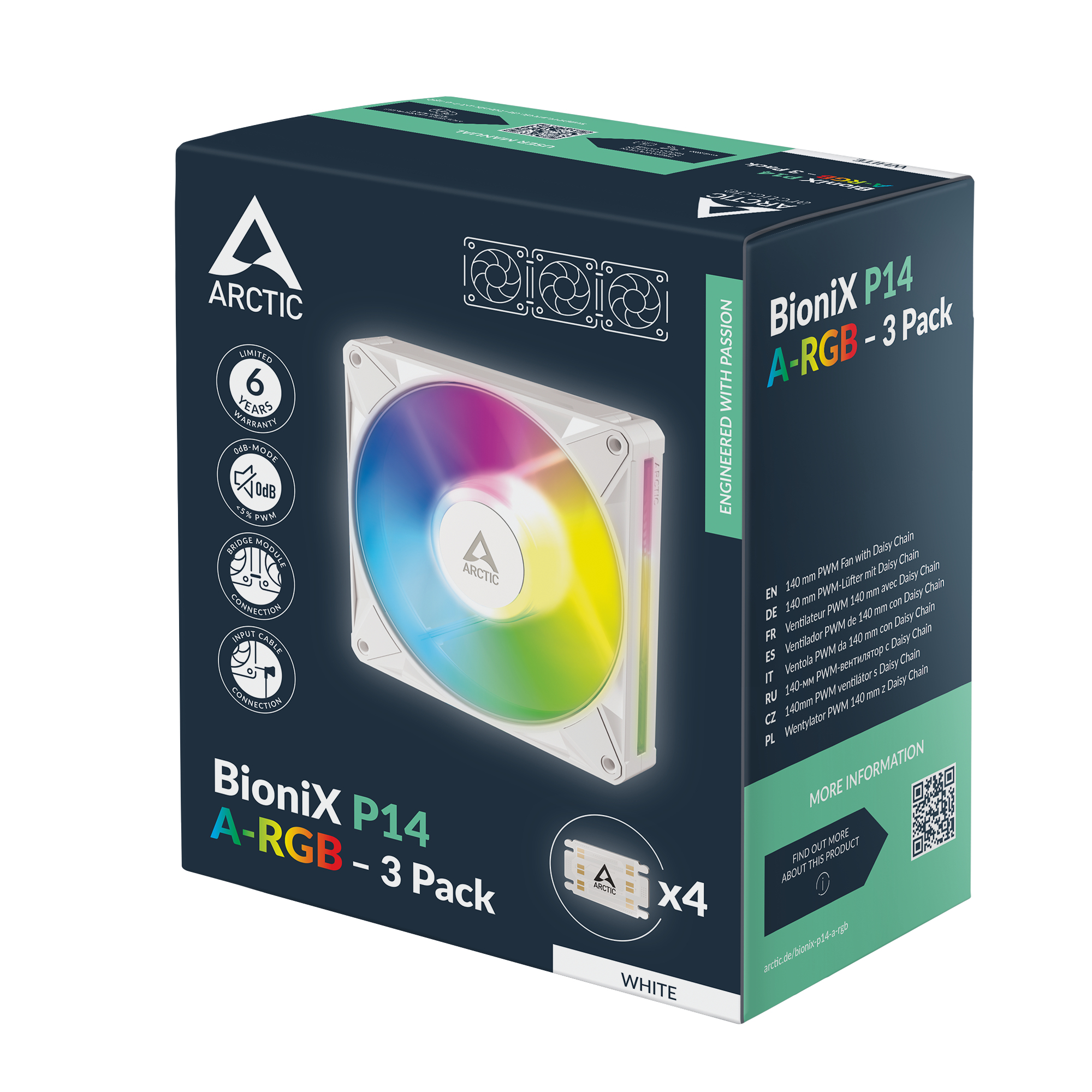 Arctic BioniX P14 A-RGB white 3 pack retail