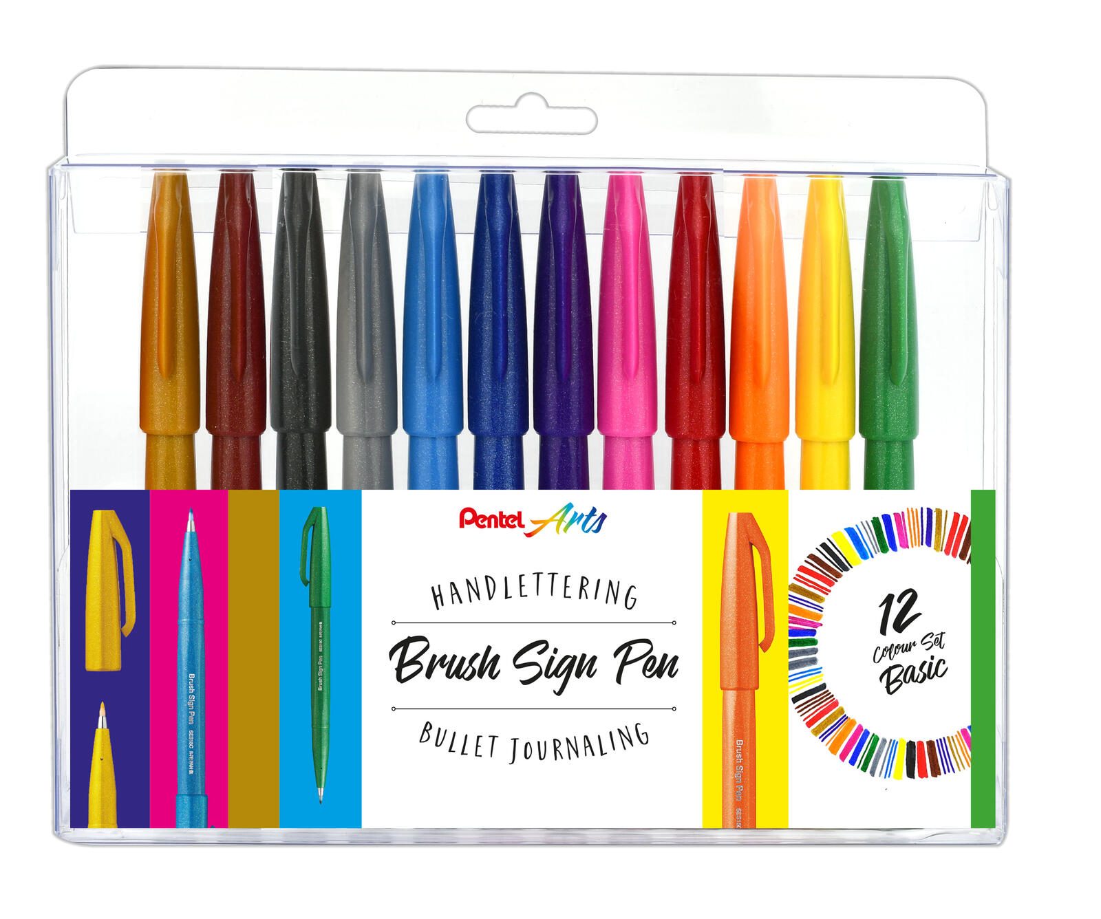 Pentel 12 SES15-12 Brush-Pen-Set farbsortiert