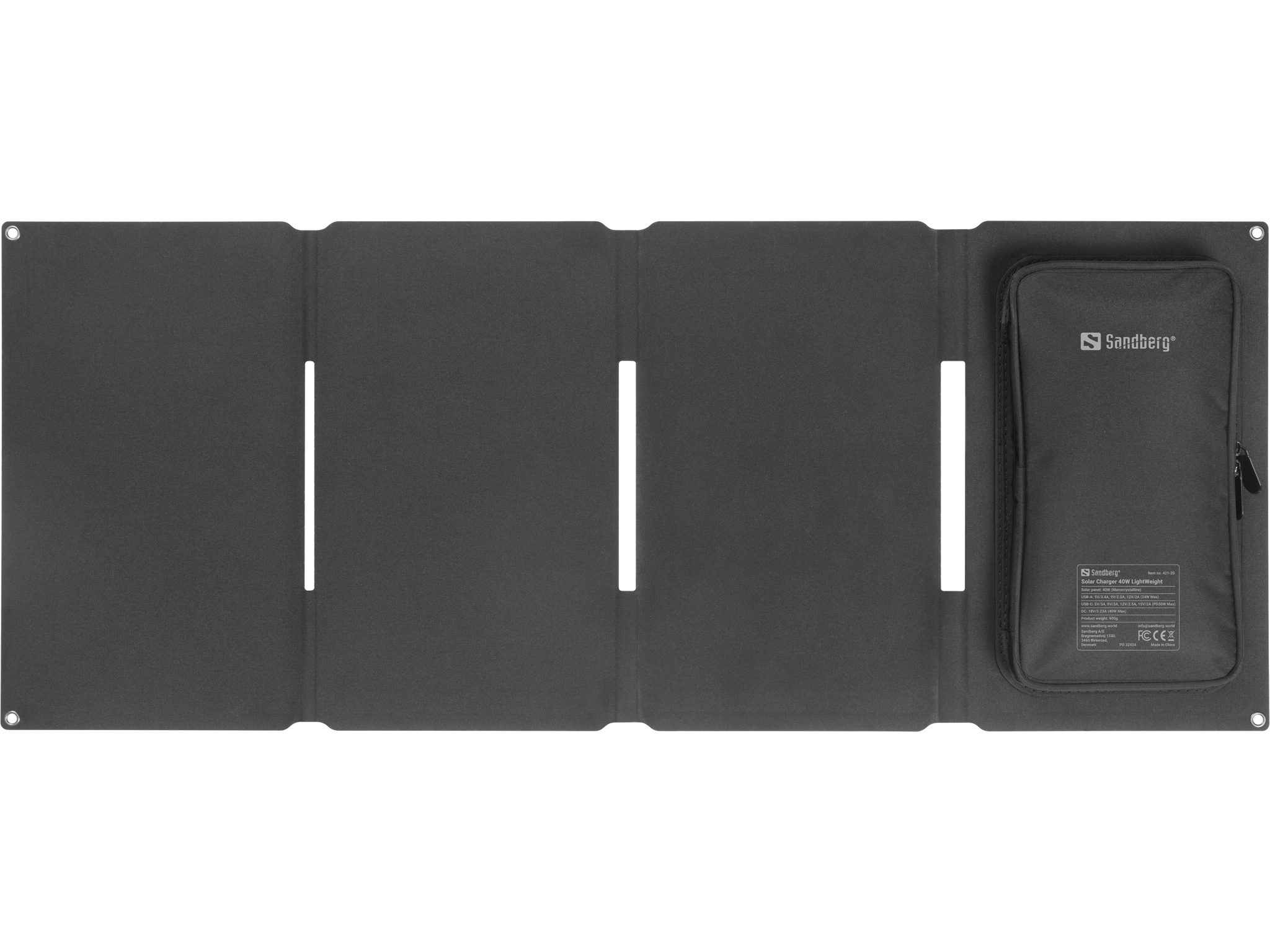 SANDBERG Active LightWeight - Solarladeger�t - 40 Watt - 3.4 A - 3 Ausgabeanschlussstellen (USB, 24 pin USB-C, power DC jack)