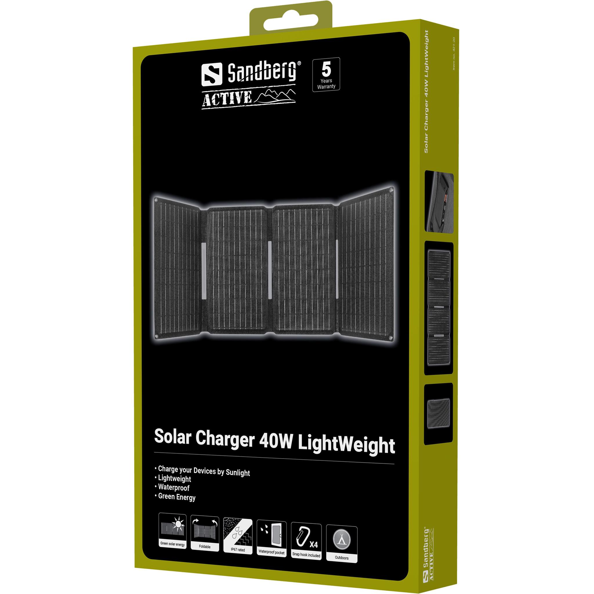 SANDBERG Active LightWeight - Solarladeger�t - 40 Watt - 3.4 A - 3 Ausgabeanschlussstellen (USB, 24 pin USB-C, power DC jack)