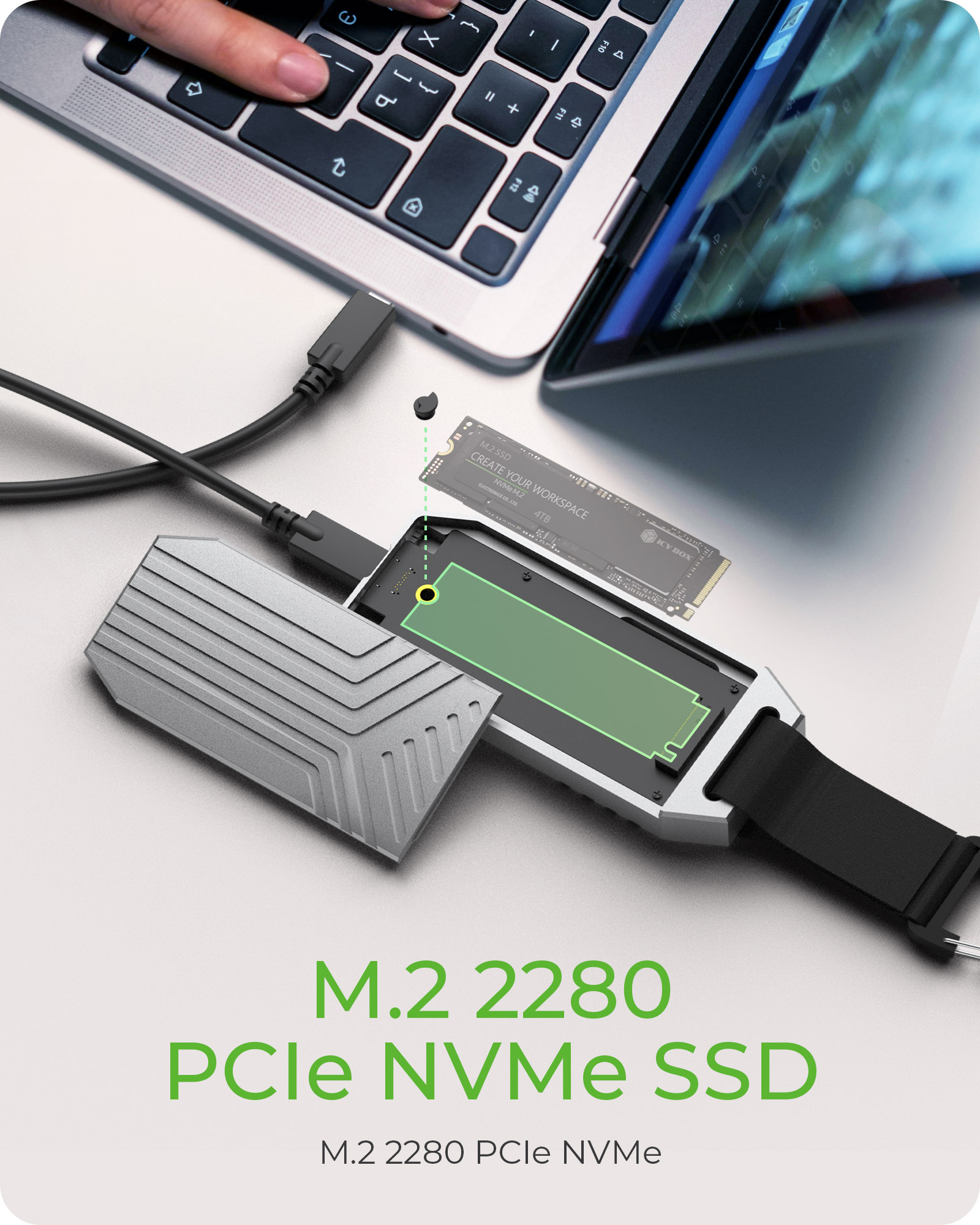 ICY BOX IB-1919M-C42 SSD enclosure Silver M.2