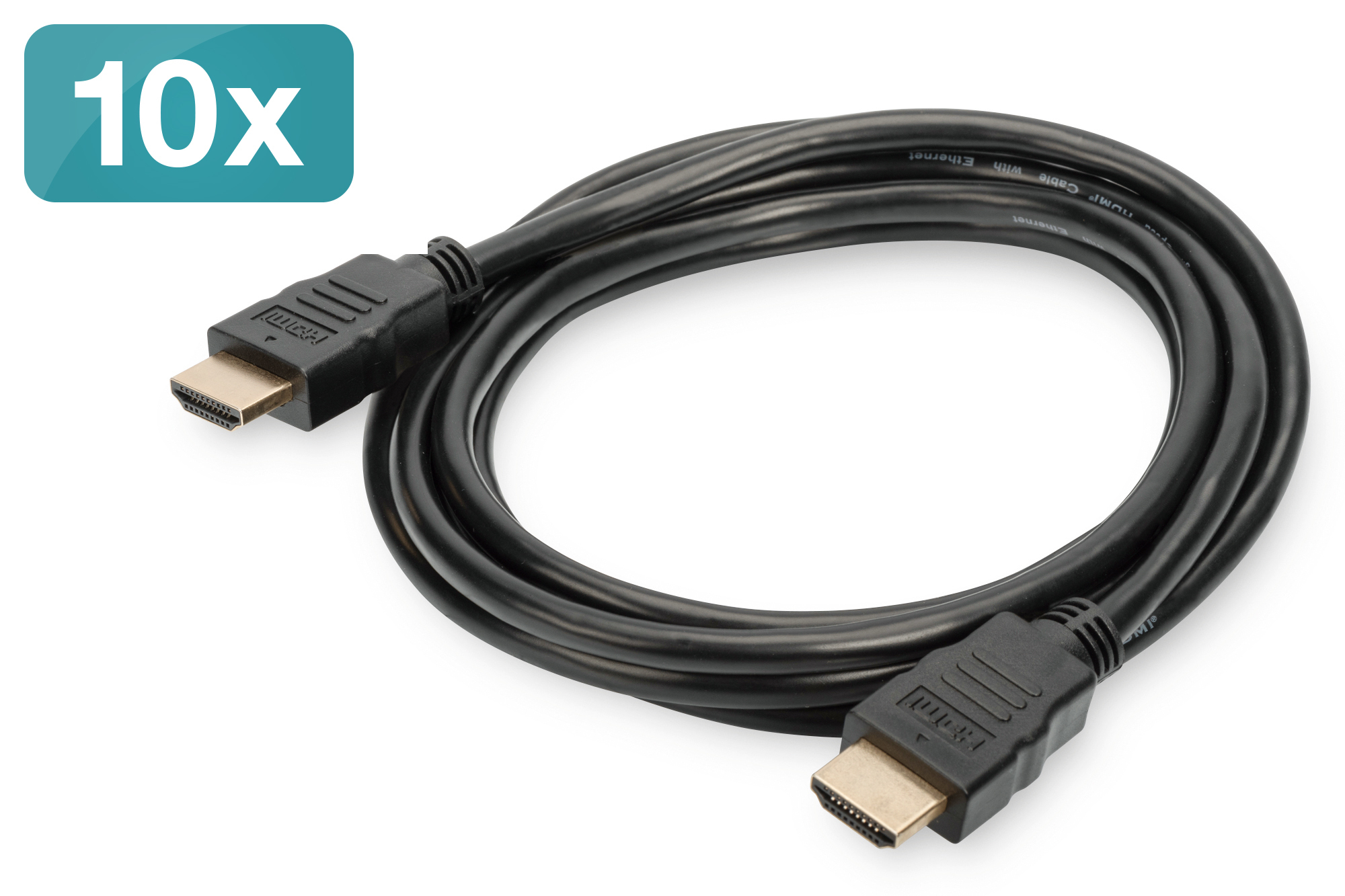 Digitus HDMI High Speed with Ethernet Connection Cable, Pack of 10 pcs