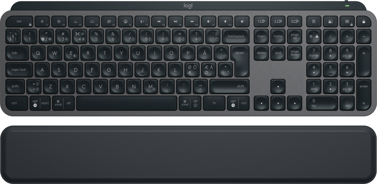 Logitech MX Keys S teclado Oficina RF Wireless + Bluetooth QWERTY Dan�s, Finland�s, Noruego, Sueco Grafito