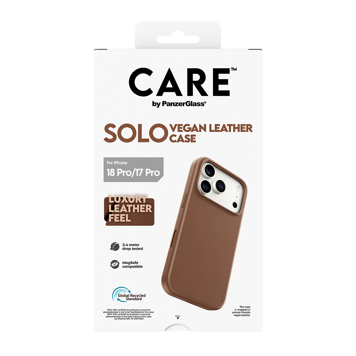 PanzerGlass CARE by � Solo Vegan Leather Case Brown w. MagSafe iPhone 2026 Pro | 17 Pro coque de protection pour t�l�phones portables Housse Marron
