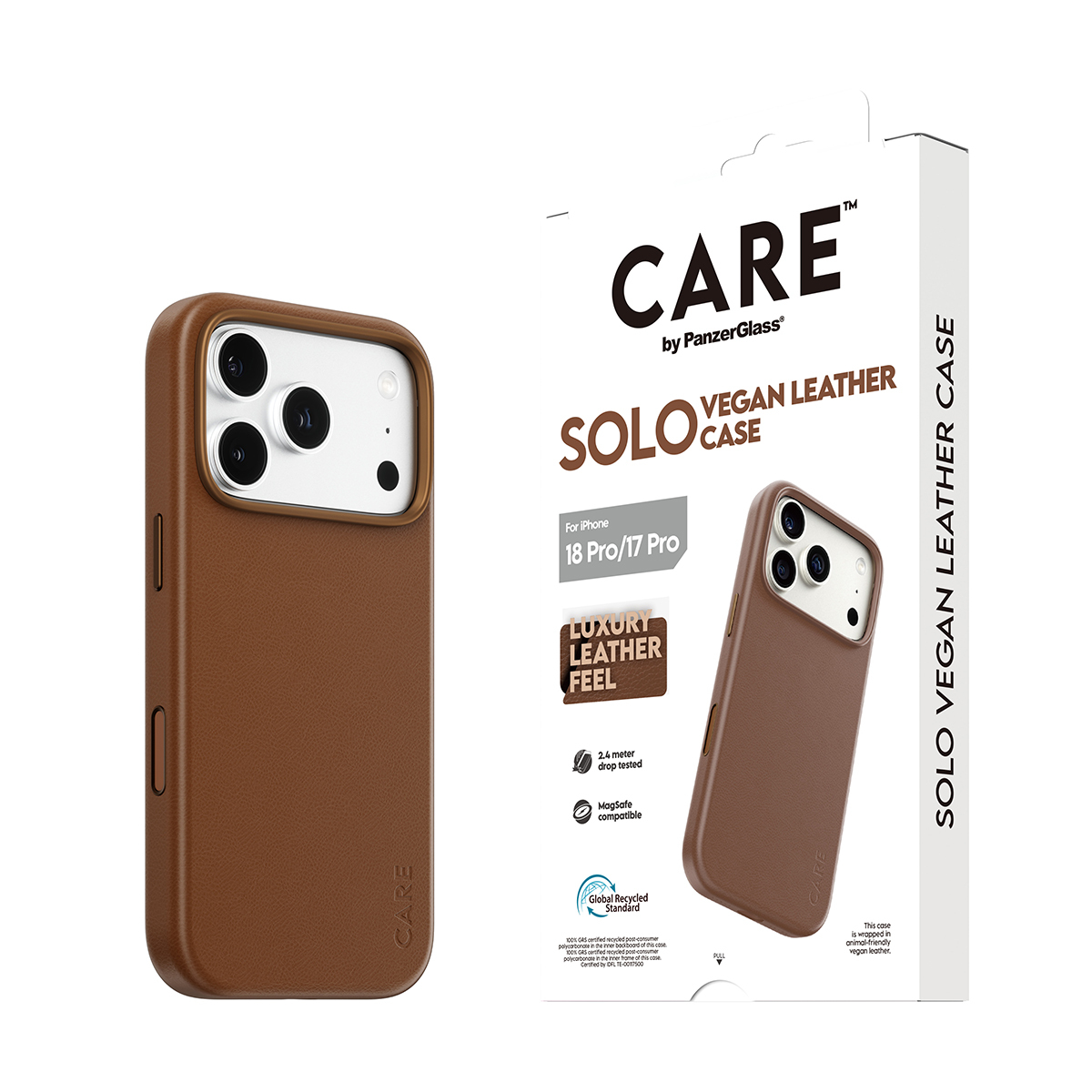 PanzerGlass CARE by � Solo Vegan Leather Case Brown w. MagSafe iPhone 2026 Pro | 17 Pro coque de protection pour t�l�phones portables Housse Marron