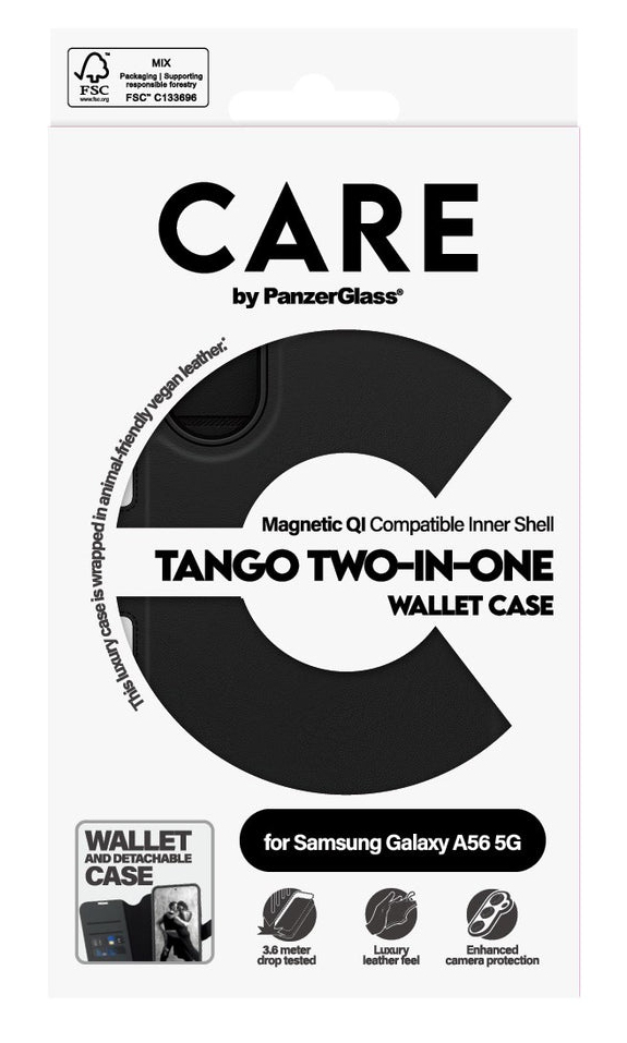 PanzerGlass Tango Two-in-One mobile phone case 17 cm (6.7) Wallet case Black