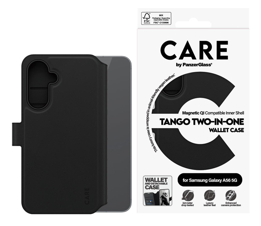 PanzerGlass Tango Two-in-One mobile phone case 17 cm (6.7) Wallet case Black