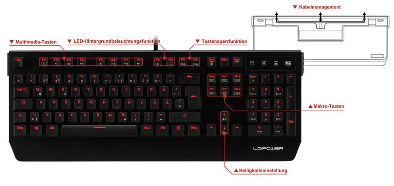 LC-Power LC-KEY-MECH-1 clavier USB QWERTZ Allemand Noir