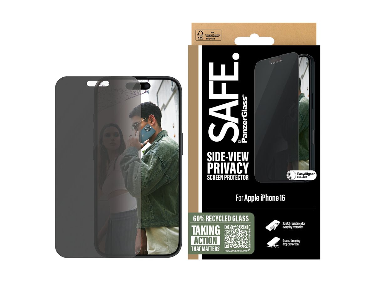 PanzerGlass SAFE. by � 2-Way Privacy Screen Protector iPhone 16 | 15 | Ultra-Wide Fit Pellicola proteggischermo trasparente Apple 1 pz