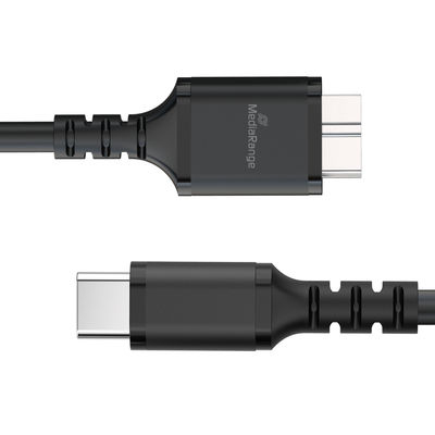 MediaRange MRCS257 c�ble USB USB 3.2 Gen 1 (3.1 Gen 1) 0,5 m Micro-USB B USB C 5 Gbit/s Noir